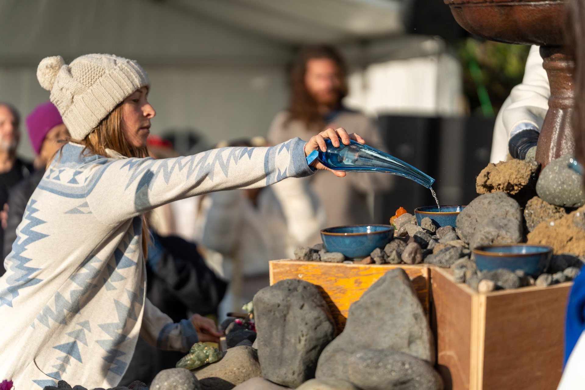 Water blessing ceremony at Iceland Eclipse 2026